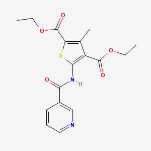 molecular formula C17H18N2O5S B2622296 Diethyl 3-methyl-5-(nicotinamido)thiophene-2,4-dicarboxylate CAS No. 303798-11-0