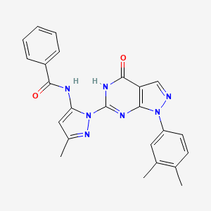 N-(1-(1-(3,4-dimethylphenyl)-4-oxo-4,5-dihydro-1H-pyrazolo[3,4-d]pyrimidin-6-yl)-3-methyl-1H-pyrazol-5-yl)benzamide