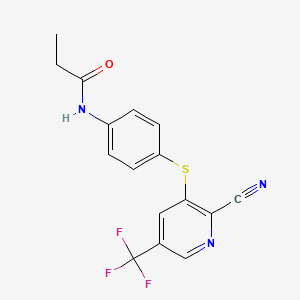 N-(4-{[2-cyano-5-(trifluoromethyl)-3-pyridinyl]sulfanyl}phenyl)propanamide