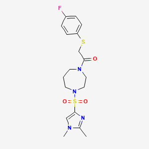 1-(4-((1,2-dimethyl-1H-imidazol-4-yl)sulfonyl)-1,4-diazepan-1-yl)-2-((4-fluorophenyl)thio)ethanone