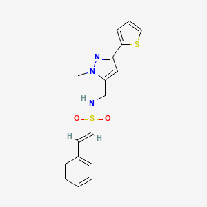 (E)-N-{[1-methyl-3-(thiophen-2-yl)-1H-pyrazol-5-yl]methyl}-2-phenylethene-1-sulfonamide