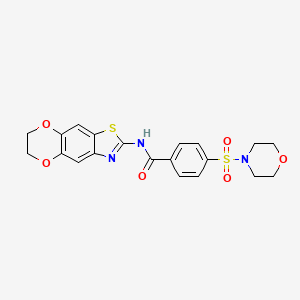 molecular formula C20H19N3O6S2 B2622335 N-{10,13-dioxa-4-thia-6-azatricyclo[7.4.0.0^{3,7}]trideca-1,3(7),5,8-tetraen-5-yl}-4-(morpholine-4-sulfonyl)benzamide CAS No. 377757-57-8