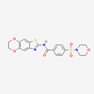 molecular formula C20H19N3O6S2 B2622335 N-(6,7-dihydro-[1,4]dioxino[2,3-f][1,3]benzothiazol-2-yl)-4-morpholin-4-ylsulfonylbenzamide CAS No. 377757-57-8