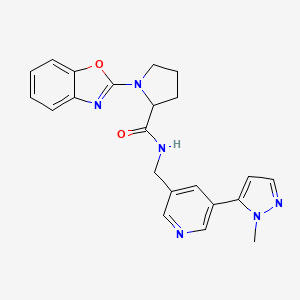 1-(benzo[d]oxazol-2-yl)-N-((5-(1-methyl-1H-pyrazol-5-yl)pyridin-3-yl)methyl)pyrrolidine-2-carboxamide