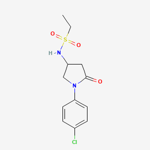 molecular formula C12H15ClN2O3S B2622386 N-(1-(4-chlorophenyl)-5-oxopyrrolidin-3-yl)ethanesulfonamide CAS No. 896315-59-6