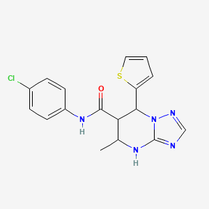 molecular formula C17H16ClN5OS B2622406 N-(4-chlorophenyl)-5-methyl-7-(thiophen-2-yl)-4,5,6,7-tetrahydro-[1,2,4]triazolo[1,5-a]pyrimidine-6-carboxamide CAS No. 1212350-83-8