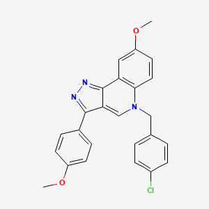 molecular formula C25H20ClN3O2 B2622409 5-[(4-chlorophenyl)methyl]-8-methoxy-3-(4-methoxyphenyl)-5H-pyrazolo[4,3-c]quinoline CAS No. 866347-19-5