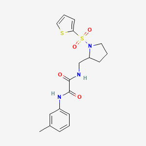molecular formula C18H21N3O4S2 B2622424 N1-((1-(thiophen-2-ylsulfonyl)pyrrolidin-2-yl)methyl)-N2-(m-tolyl)oxalamide CAS No. 896294-68-1