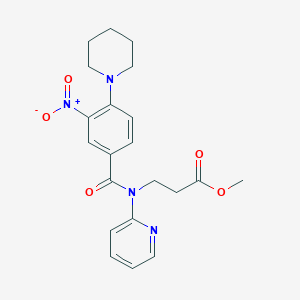 molecular formula C21H24N4O5 B2622427 METHYL 3-{1-[3-NITRO-4-(PIPERIDIN-1-YL)PHENYL]-N-(PYRIDIN-2-YL)FORMAMIDO}PROPANOATE CAS No. 380192-61-0