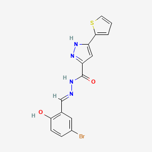 molecular formula C15H11BrN4O2S B2622448 N'-[(E)-(5-bromo-2-hydroxyphenyl)methylidene]-3-(thiophen-2-yl)-1H-pyrazole-5-carbohydrazide CAS No. 306758-76-9