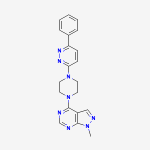 molecular formula C20H20N8 B2622451 1-Methyl-4-[4-(6-phenylpyridazin-3-yl)piperazin-1-yl]pyrazolo[3,4-d]pyrimidine CAS No. 2347695-70-7