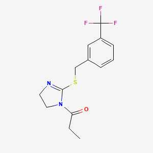 1-(2-((3-(trifluoromethyl)benzyl)thio)-4,5-dihydro-1H-imidazol-1-yl)propan-1-one