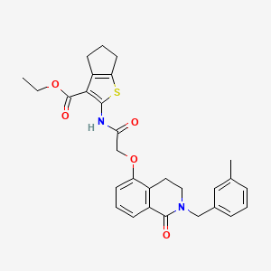 ethyl 2-(2-((2-(3-methylbenzyl)-1-oxo-1,2,3,4-tetrahydroisoquinolin-5-yl)oxy)acetamido)-5,6-dihydro-4H-cyclopenta[b]thiophene-3-carboxylate