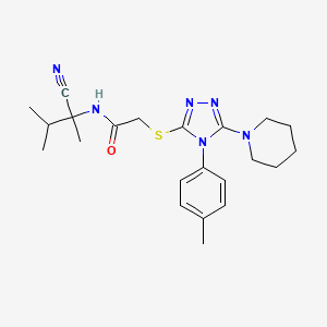 N-(2-cyano-3-methylbutan-2-yl)-2-[[4-(4-methylphenyl)-5-piperidin-1-yl-1,2,4-triazol-3-yl]sulfanyl]acetamide