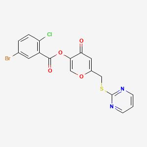 4-oxo-6-((pyrimidin-2-ylthio)methyl)-4H-pyran-3-yl 5-bromo-2-chlorobenzoate