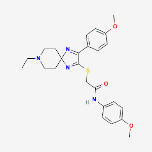 2-((8-ethyl-3-(4-methoxyphenyl)-1,4,8-triazaspiro[4.5]deca-1,3-dien-2-yl)thio)-N-(4-methoxyphenyl)acetamide