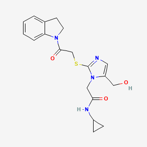 N-cyclopropyl-2-(5-(hydroxymethyl)-2-((2-(indolin-1-yl)-2-oxoethyl)thio)-1H-imidazol-1-yl)acetamide