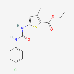 molecular formula C15H15ClN2O3S B2622536 ethyl 5-{[(4-chlorophenyl)carbamoyl]amino}-3-methylthiophene-2-carboxylate CAS No. 380181-08-8