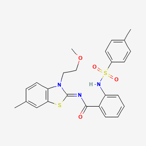 molecular formula C25H25N3O4S2 B2622537 N-[(2Z)-3-(2-methoxyethyl)-6-methyl-2,3-dihydro-1,3-benzothiazol-2-ylidene]-2-(4-methylbenzenesulfonamido)benzamide CAS No. 864975-03-1