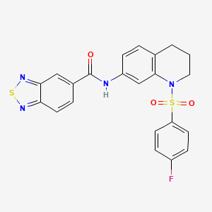 molecular formula C22H17FN4O3S2 B2622550 N-(1-((4-fluorophenyl)sulfonyl)-1,2,3,4-tetrahydroquinolin-7-yl)benzo[c][1,2,5]thiadiazole-5-carboxamide CAS No. 1210924-45-0