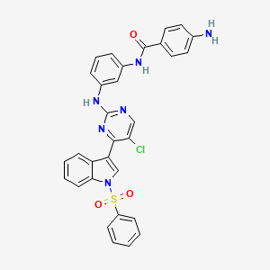 molecular formula C31H23ClN6O3S B2622566 4-amino-N-(3-((5-chloro-4-(1-(phenylsulfonyl)-1H-indol-3-yl)pyrimidin-2-yl)amino)phenyl)benzamide CAS No. 1604811-59-7