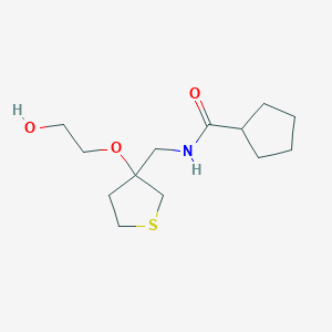 molecular formula C13H23NO3S B2622569 N-{[3-(2-hydroxyethoxy)thiolan-3-yl]methyl}cyclopentanecarboxamide CAS No. 2310220-66-5