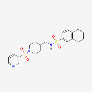 molecular formula C21H27N3O4S2 B2622579 N-((1-(pyridin-3-ylsulfonyl)piperidin-4-yl)methyl)-5,6,7,8-tetrahydronaphthalene-2-sulfonamide CAS No. 1428365-18-7