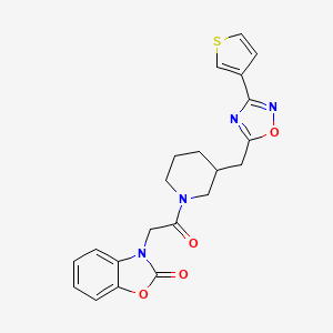 3-(2-oxo-2-(3-((3-(thiophen-3-yl)-1,2,4-oxadiazol-5-yl)methyl)piperidin-1-yl)ethyl)benzo[d]oxazol-2(3H)-one
