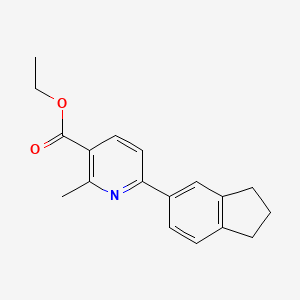 molecular formula C18H19NO2 B2622631 ethyl 6-(2,3-dihydro-1H-inden-5-yl)-2-methylpyridine-3-carboxylate CAS No. 860612-08-4