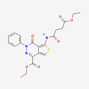 molecular formula C21H21N3O6S B2622712 ethyl 5-(4-ethoxy-4-oxobutanamido)-4-oxo-3-phenyl-3H,4H-thieno[3,4-d]pyridazine-1-carboxylate CAS No. 851946-88-8