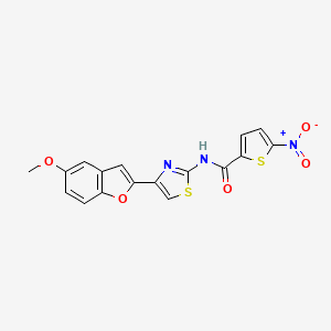 molecular formula C17H11N3O5S2 B2622740 N-[4-(5-methoxy-1-benzofuran-2-yl)-1,3-thiazol-2-yl]-5-nitrothiophene-2-carboxamide CAS No. 921911-99-1