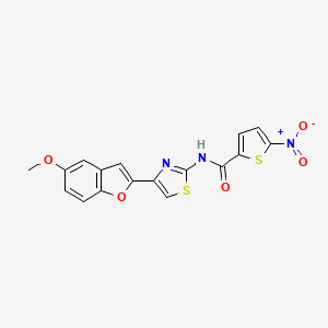 N-(4-(5-methoxybenzofuran-2-yl)thiazol-2-yl)-5-nitrothiophene-2-carboxamide