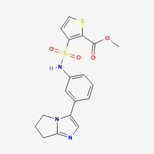 molecular formula C18H17N3O4S2 B2622795 methyl 3-[(3-{5H,6H,7H-pyrrolo[1,2-a]imidazol-3-yl}phenyl)sulfamoyl]thiophene-2-carboxylate CAS No. 1797745-50-6