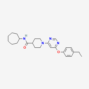 molecular formula C25H34N4O2 B2622805 N-cycloheptyl-1-[6-(4-ethylphenoxy)pyrimidin-4-yl]piperidine-4-carboxamide CAS No. 1115923-18-6
