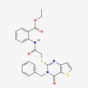 molecular formula C24H21N3O4S2 B2622811 ethyl 2-[2-({3-benzyl-4-oxo-3H,4H-thieno[3,2-d]pyrimidin-2-yl}sulfanyl)acetamido]benzoate CAS No. 1252927-71-1