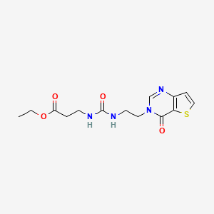 molecular formula C14H18N4O4S B2622892 ethyl 3-(3-(2-(4-oxothieno[3,2-d]pyrimidin-3(4H)-yl)ethyl)ureido)propanoate CAS No. 1903685-53-9