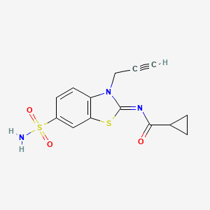 molecular formula C14H13N3O3S2 B2622915 N-[(2Z)-3-(prop-2-yn-1-yl)-6-sulfamoyl-2,3-dihydro-1,3-benzothiazol-2-ylidene]cyclopropanecarboxamide CAS No. 865182-40-7