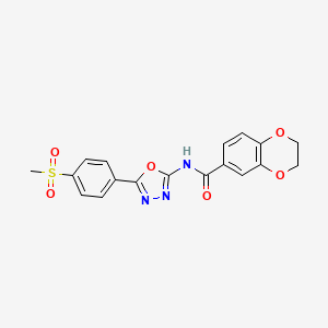 molecular formula C18H15N3O6S B2622983 N-[5-(4-methanesulfonylphenyl)-1,3,4-oxadiazol-2-yl]-2,3-dihydro-1,4-benzodioxine-6-carboxamide CAS No. 886912-33-0