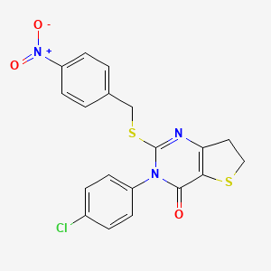 3-(4-Chlorophenyl)-2-[(4-nitrophenyl)methylsulfanyl]-6,7-dihydrothieno[3,2-d]pyrimidin-4-one