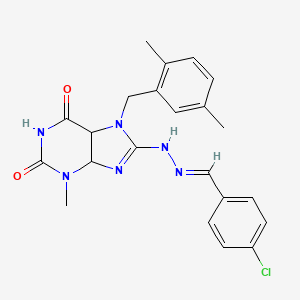 8-[(E)-2-[(4-chlorophenyl)methylidene]hydrazin-1-yl]-7-[(2,5-dimethylphenyl)methyl]-3-methyl-2,3,6,7-tetrahydro-1H-purine-2,6-dione