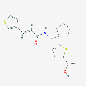 (E)-N-((1-(5-(1-hydroxyethyl)thiophen-2-yl)cyclopentyl)methyl)-3-(thiophen-3-yl)acrylamide