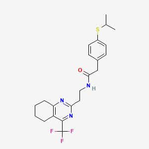 2-(4-(isopropylthio)phenyl)-N-(2-(4-(trifluoromethyl)-5,6,7,8-tetrahydroquinazolin-2-yl)ethyl)acetamide