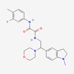 molecular formula C24H29FN4O3 B2623077 N1-(3-fluoro-4-methylphenyl)-N2-(2-(1-methylindolin-5-yl)-2-morpholinoethyl)oxalamide CAS No. 922557-03-7