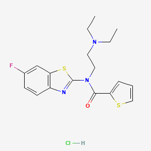 molecular formula C18H21ClFN3OS2 B2623094 N-(2-(diethylamino)ethyl)-N-(6-fluorobenzo[d]thiazol-2-yl)thiophene-2-carboxamide hydrochloride CAS No. 1216415-49-4