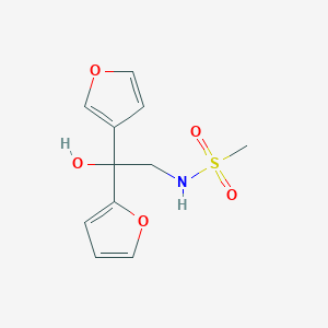molecular formula C11H13NO5S B2623132 N-(2-(furan-2-yl)-2-(furan-3-yl)-2-hydroxyethyl)methanesulfonamide CAS No. 2034621-81-1