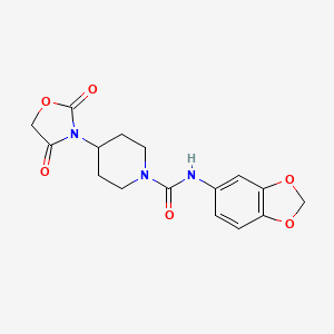molecular formula C16H17N3O6 B2623272 N-(2H-1,3-benzodioxol-5-yl)-4-(2,4-dioxo-1,3-oxazolidin-3-yl)piperidine-1-carboxamide CAS No. 2034525-10-3
