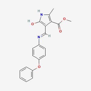 molecular formula C20H18N2O4 B2623292 methyl 2-methyl-5-oxo-4-[(4-phenoxyanilino)methylene]-4,5-dihydro-1H-pyrrole-3-carboxylate CAS No. 477865-45-5