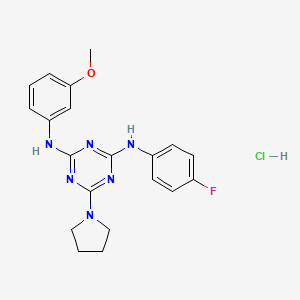 B2623293 N2-(4-fluorophenyl)-N4-(3-methoxyphenyl)-6-(pyrrolidin-1-yl)-1,3,5-triazine-2,4-diamine hydrochloride CAS No. 1179491-52-1