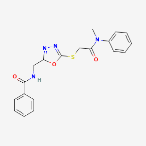 molecular formula C19H18N4O3S B2623305 N-((5-((2-(methyl(phenyl)amino)-2-oxoethyl)thio)-1,3,4-oxadiazol-2-yl)methyl)benzamide CAS No. 903267-60-7