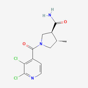 molecular formula C12H13Cl2N3O2 B2623341 (3S,4S)-1-(2,3-dichloropyridine-4-carbonyl)-4-methylpyrrolidine-3-carboxamide CAS No. 2093995-66-3